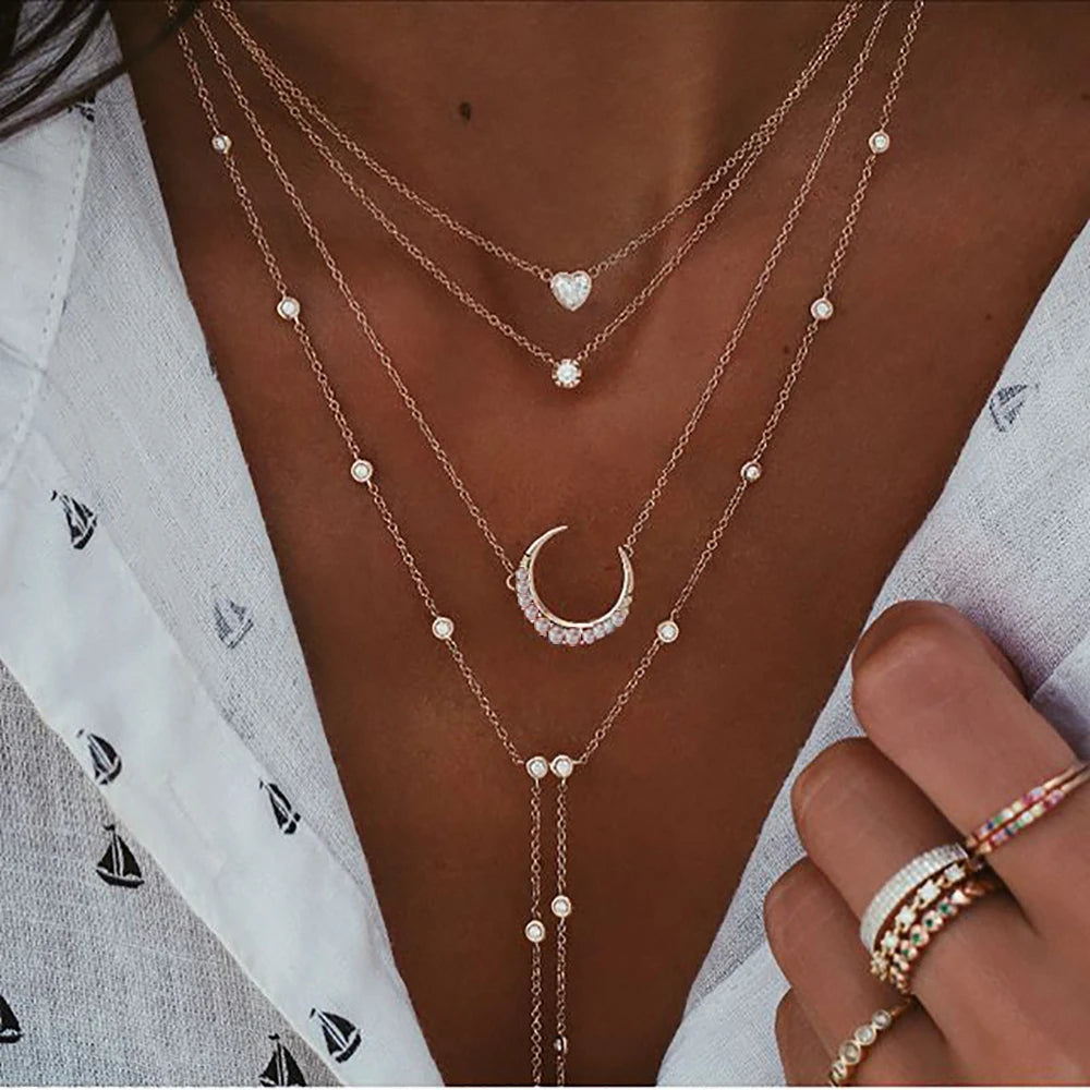 Star Moon Lock Necklace SISIGLAM