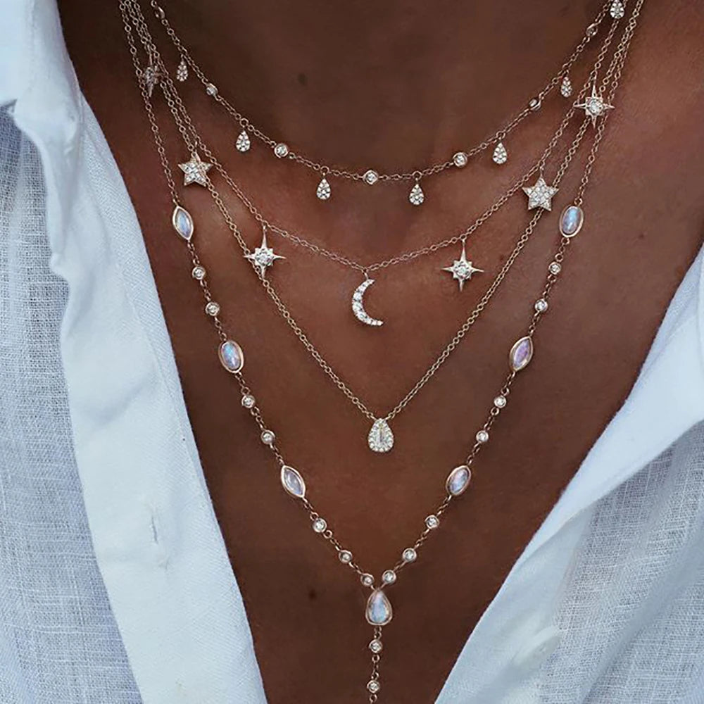 Star Moon Lock Necklace SISIGLAM