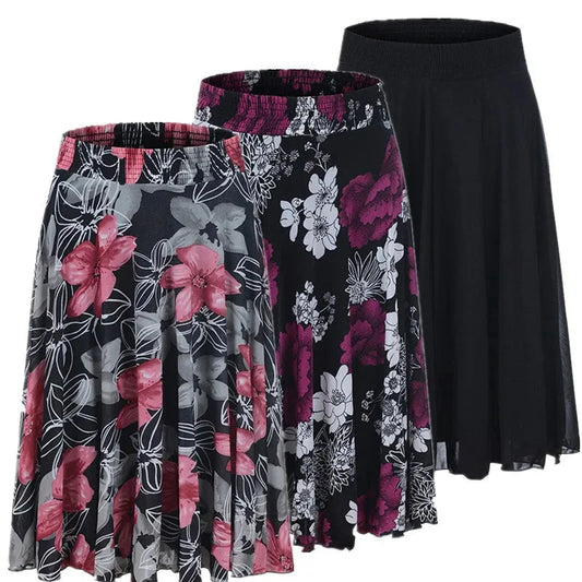 Half-length Skirt Elastic Waist Pleated