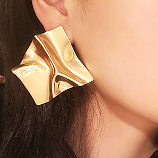 Square Shiny Metal Big Drop Earrings SISIGLAM