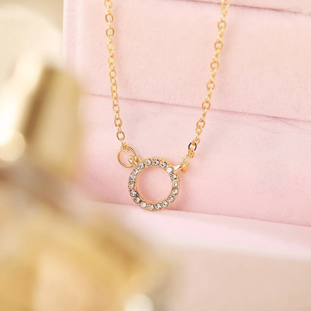 Elegant Jewelry Crystal Circle Pendant Necklace