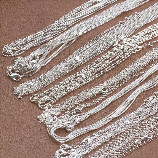 1pcs 925 Sterling Silver 16-30 Inches Rolo Bead Figaro Chain Necklace