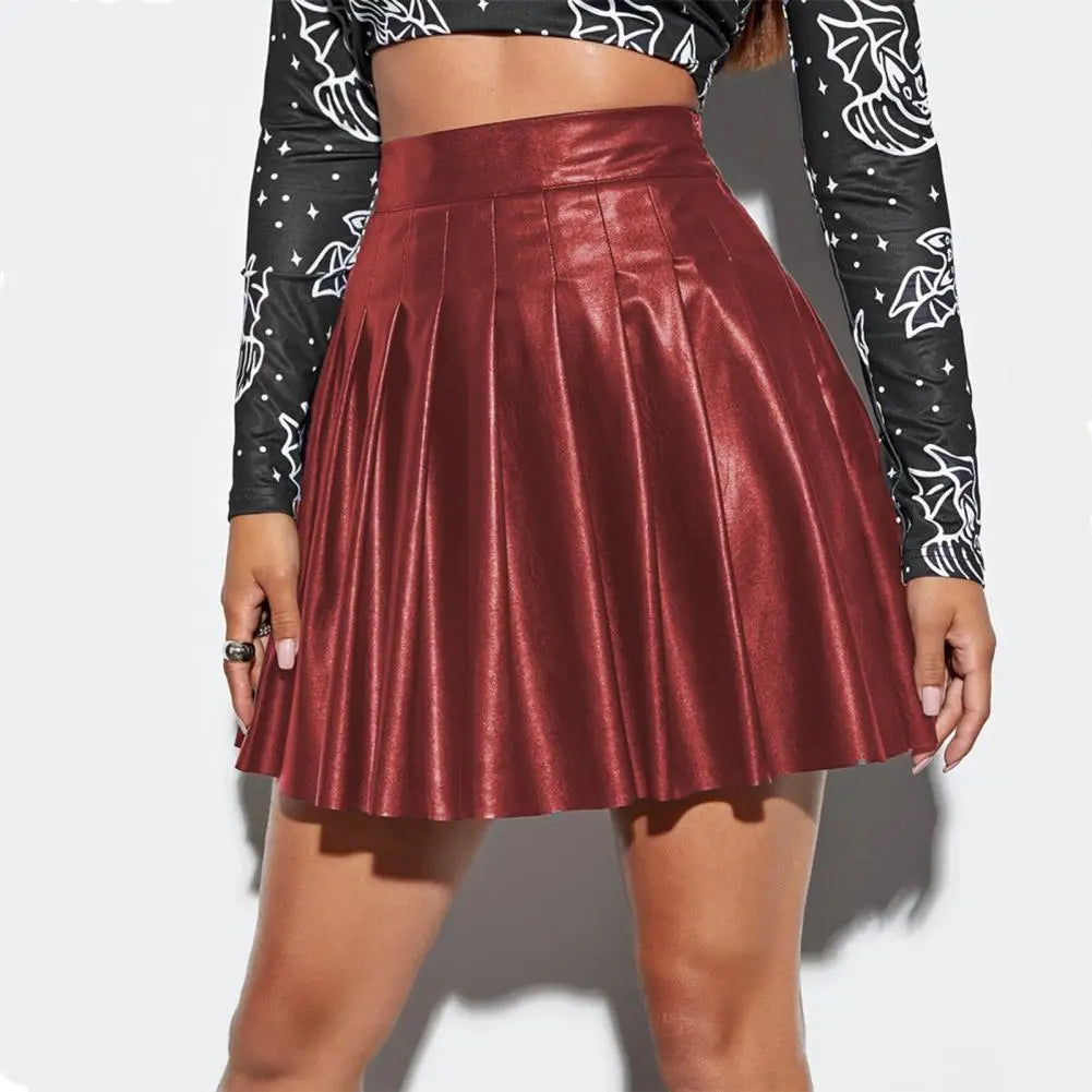 Skirt Chic Faux Leather Pleated Skirts