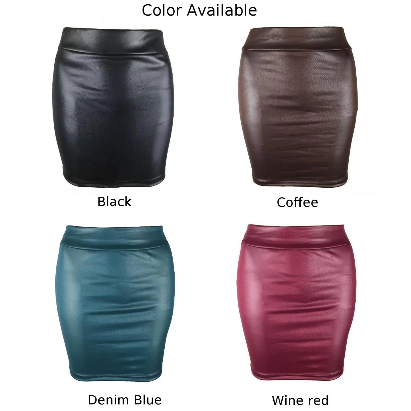 PU Leather Elasticity High Waist Fit Skinny Matte Cozy Skirt