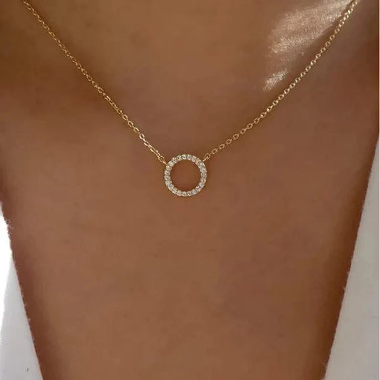 Elegant Jewelry Crystal Circle Pendant Necklace