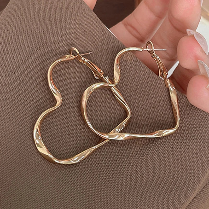 Twist Metal Heart Hoop Earrings