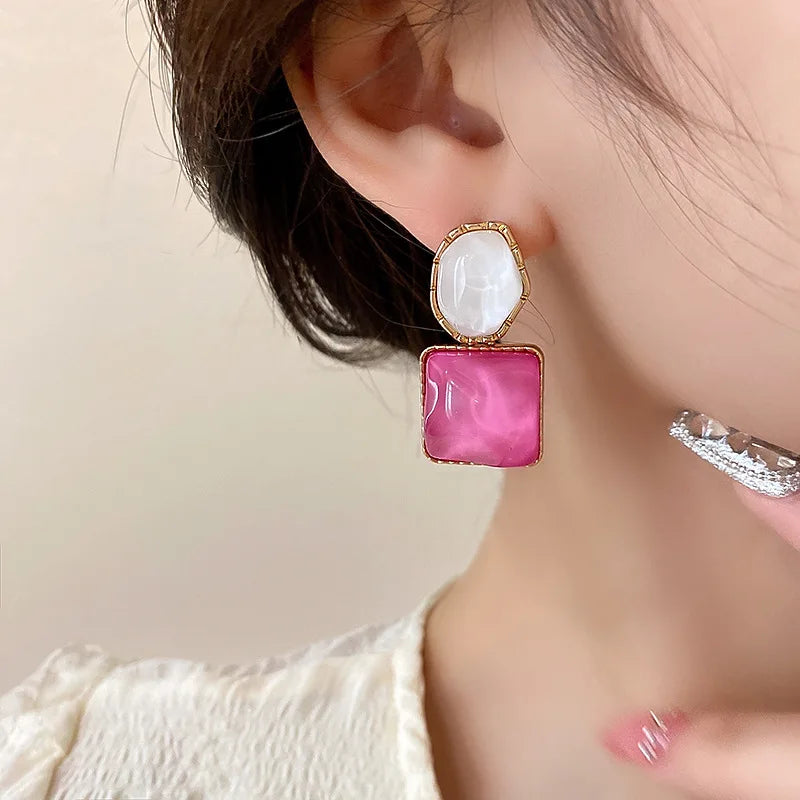 Green Hot Pink Pendientes