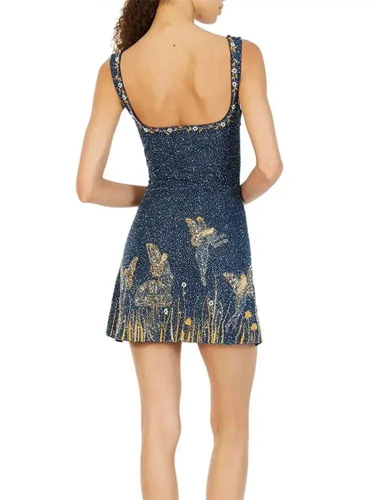 Glitter Print Sequins Spliced Dress