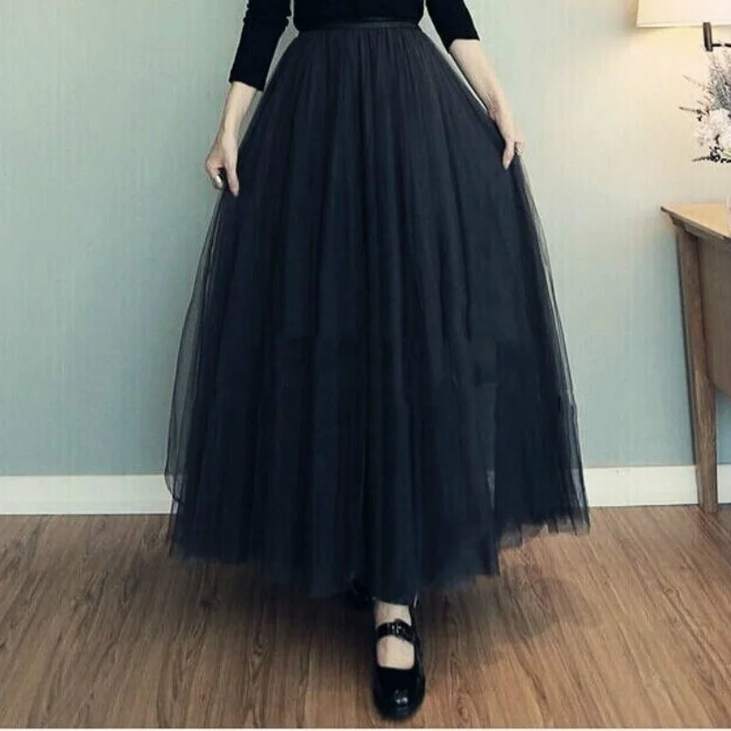 Three-layer Mesh Skirt Pettiskirt Long Princess Skirt Large Swing Skirt