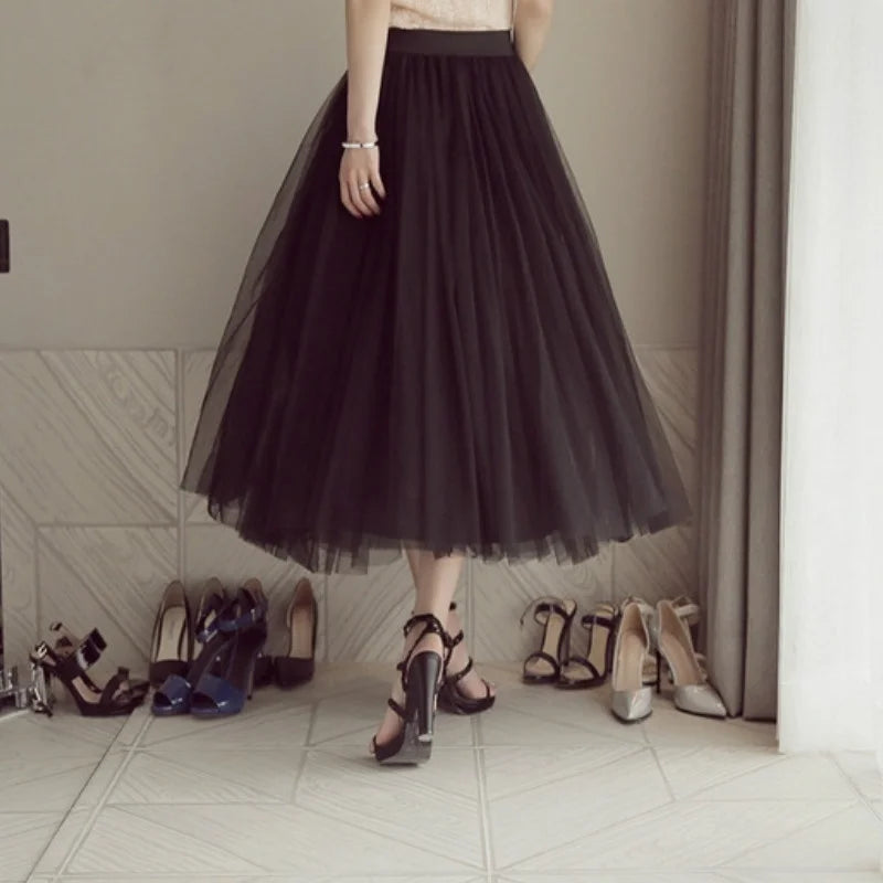 Three-layer Mesh Skirt Pettiskirt Long Princess Skirt Large Swing Skirt