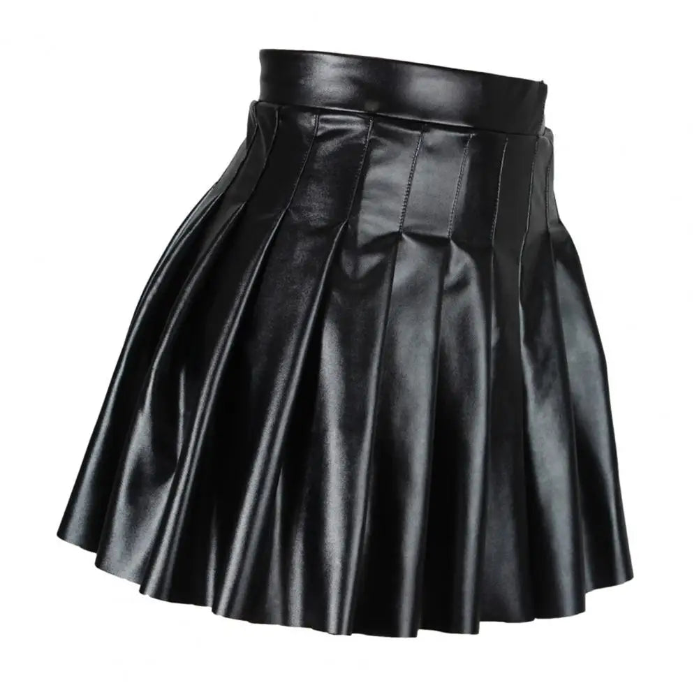 Skirt Chic Faux Leather Pleated Skirts