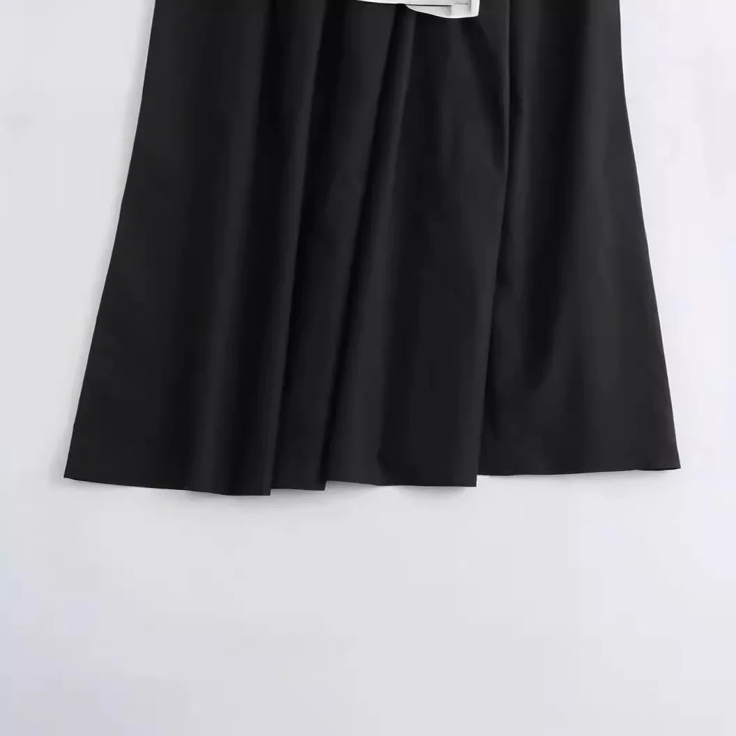 Slimming Vintage High Waist Wide Pendulum Midi Skirt Women Elastic High Waisted A-Line