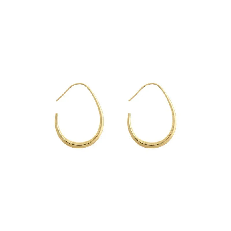 Needle Geometric Oval Hoop Earrings