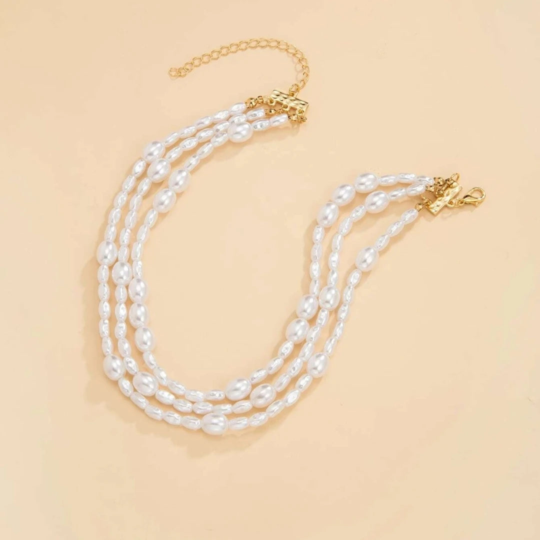 Baroque Imitation Pearl Chain Choker Necklace