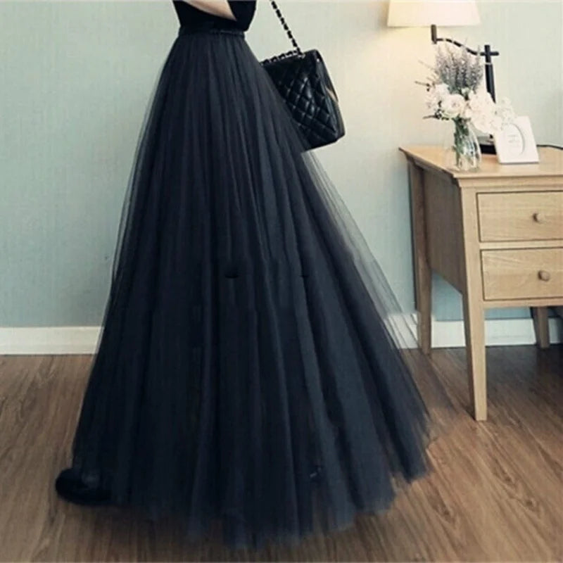 Three-layer Mesh Skirt Pettiskirt Long Princess Skirt Large Swing Skirt