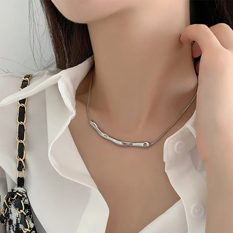 steel Gold Color Collarbone Chain