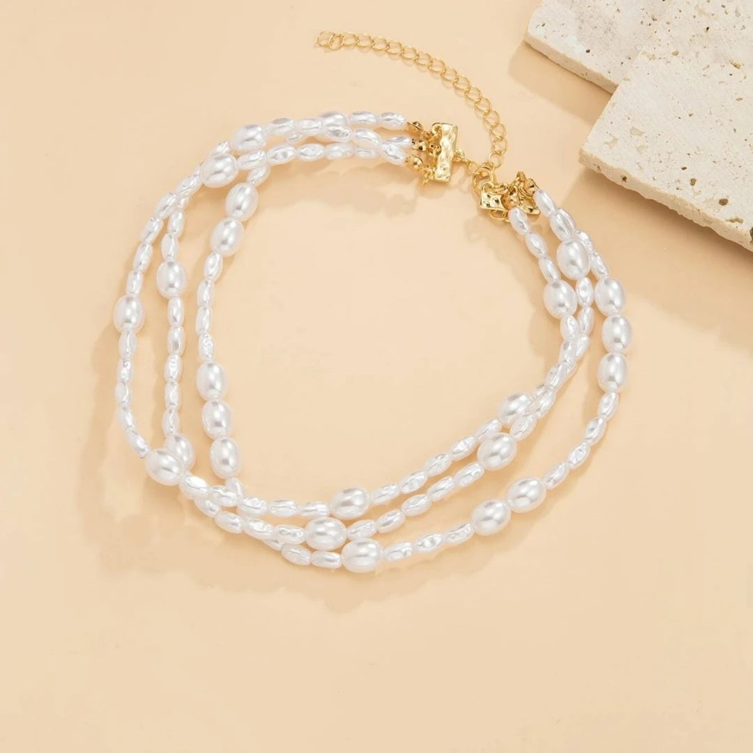 Baroque Imitation Pearl Chain Choker Necklace