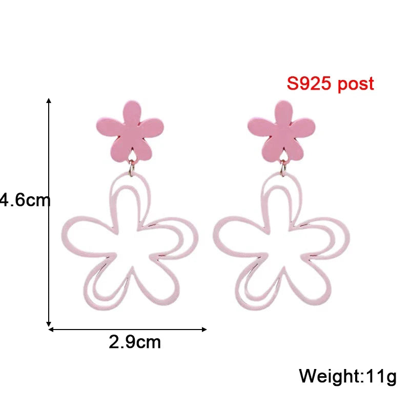 Sweet Pink Flower Women's Earrings