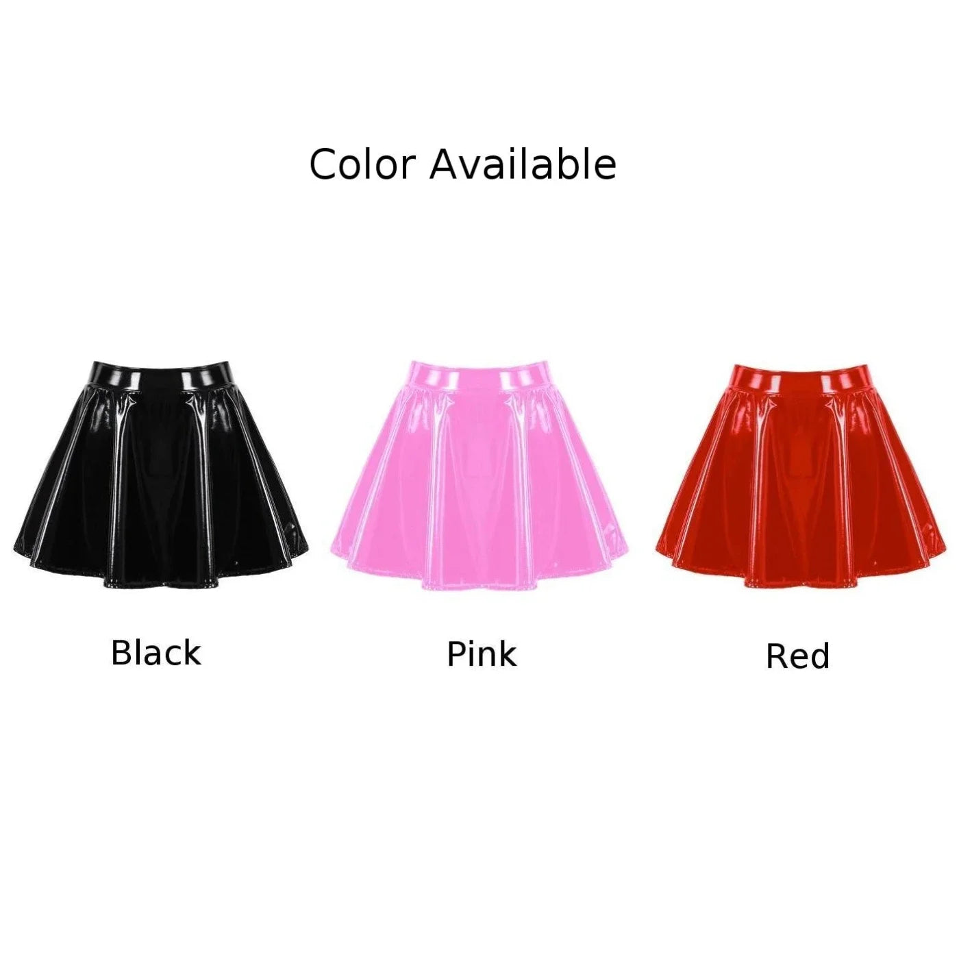 Glossy Patent Leather Flared skirt