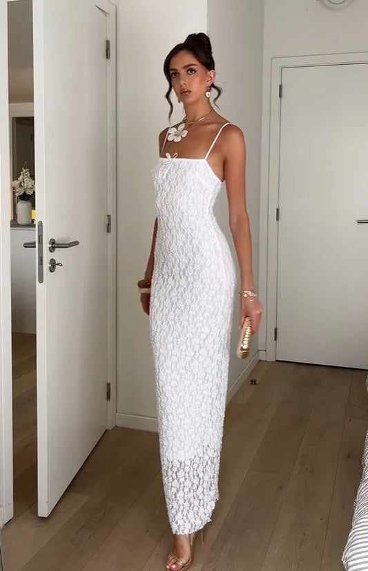 Sexy Slim Lace White Sling Dress