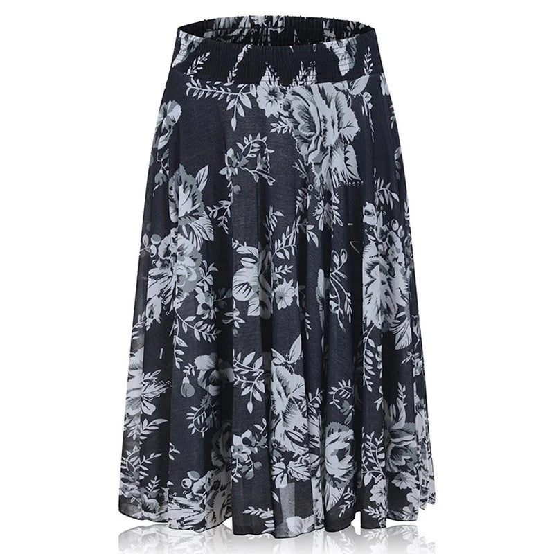 Half-length Skirt Elastic Waist Pleated