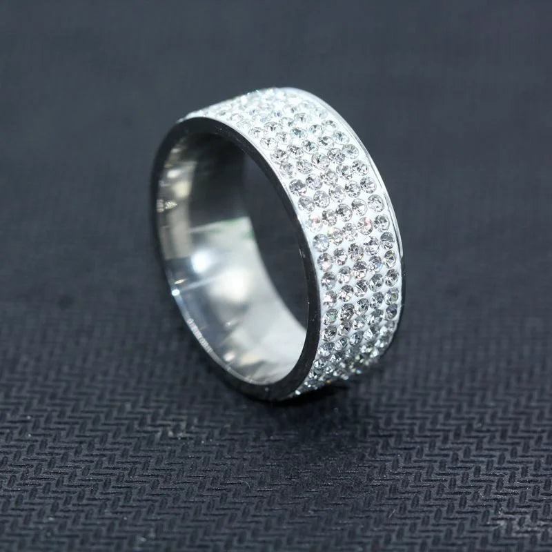 Shine Silver and Gold Round Inlaid White Zircon Ring