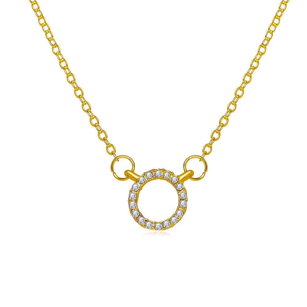 Elegant Jewelry Crystal Circle Pendant Necklace