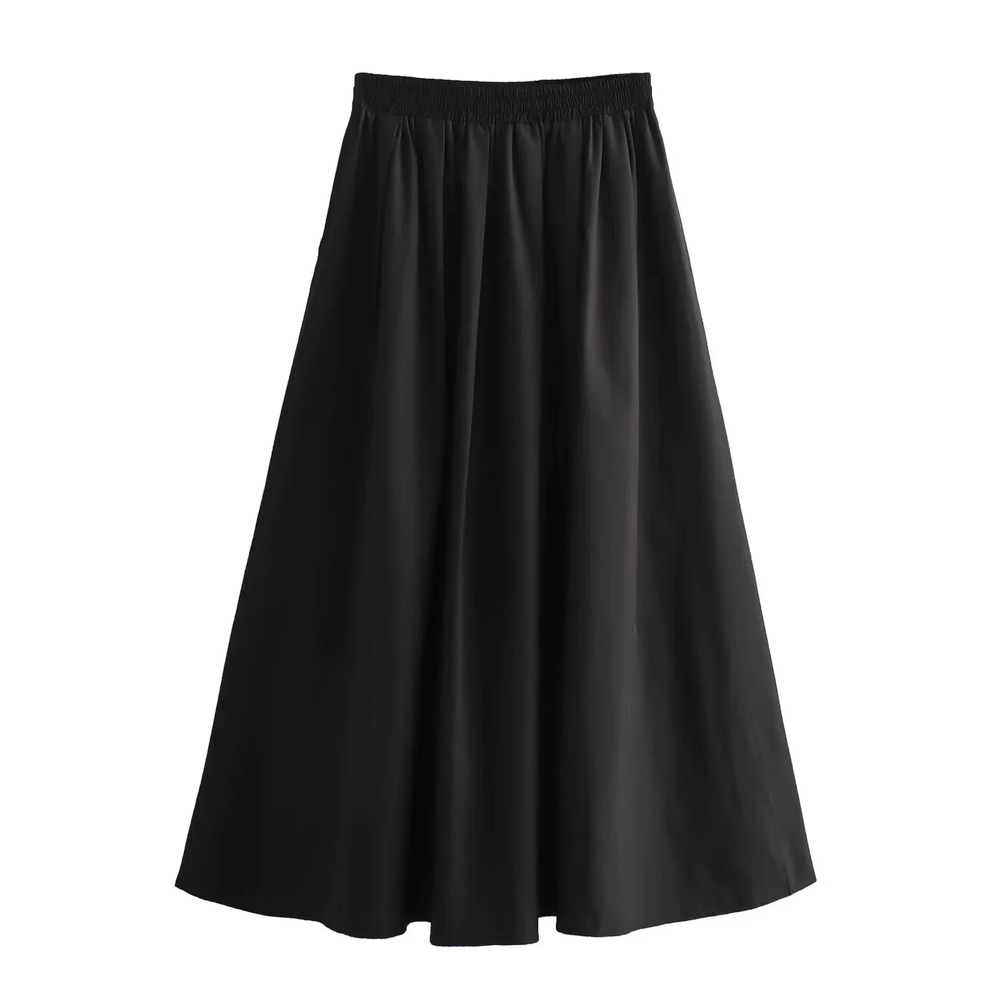 Slimming Vintage High Waist Wide Pendulum Midi Skirt Women Elastic High Waisted A-Line