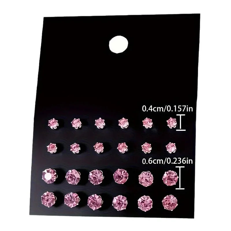 12 Pairs Pink Round  Earring