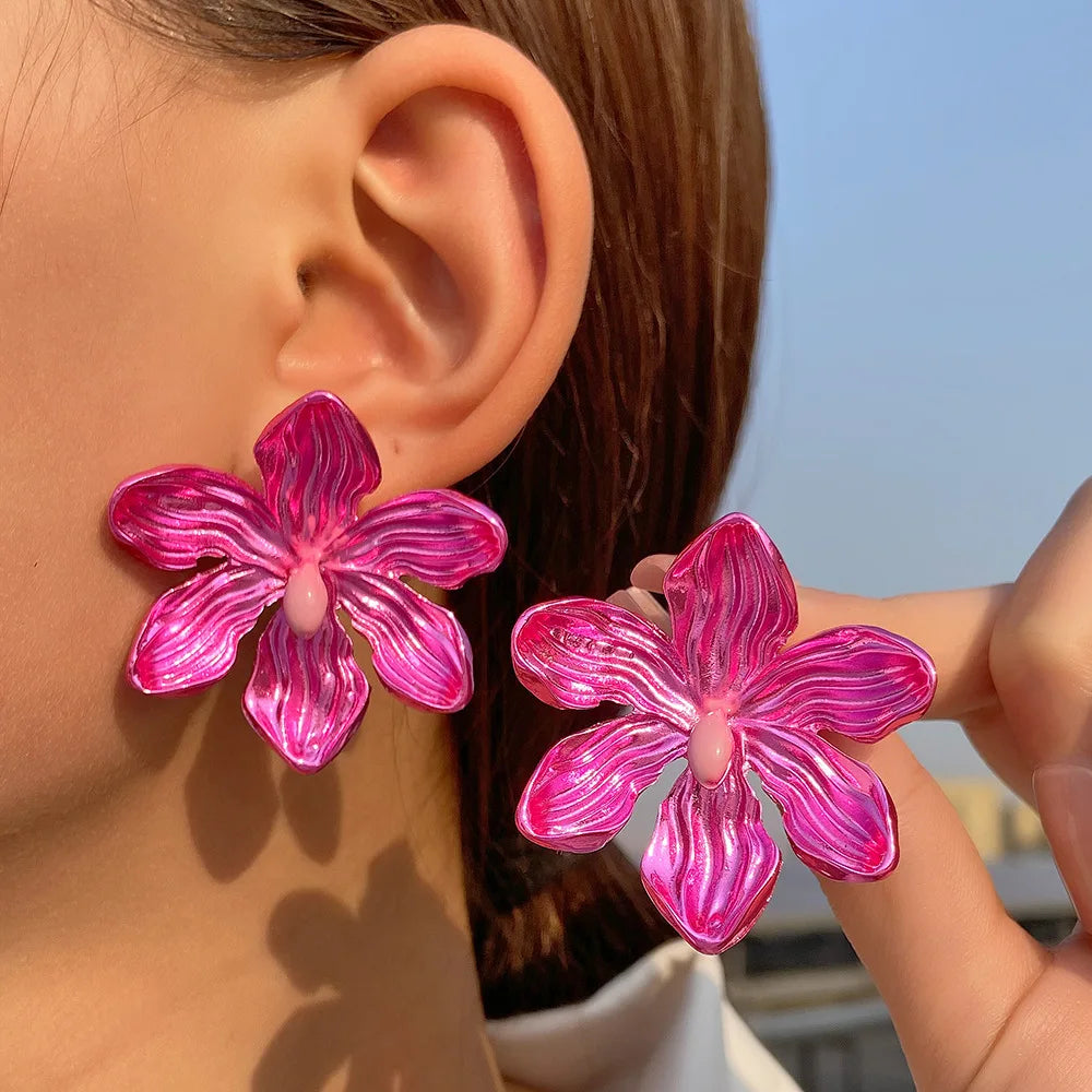 1 Alloy Flower Pink Earrings