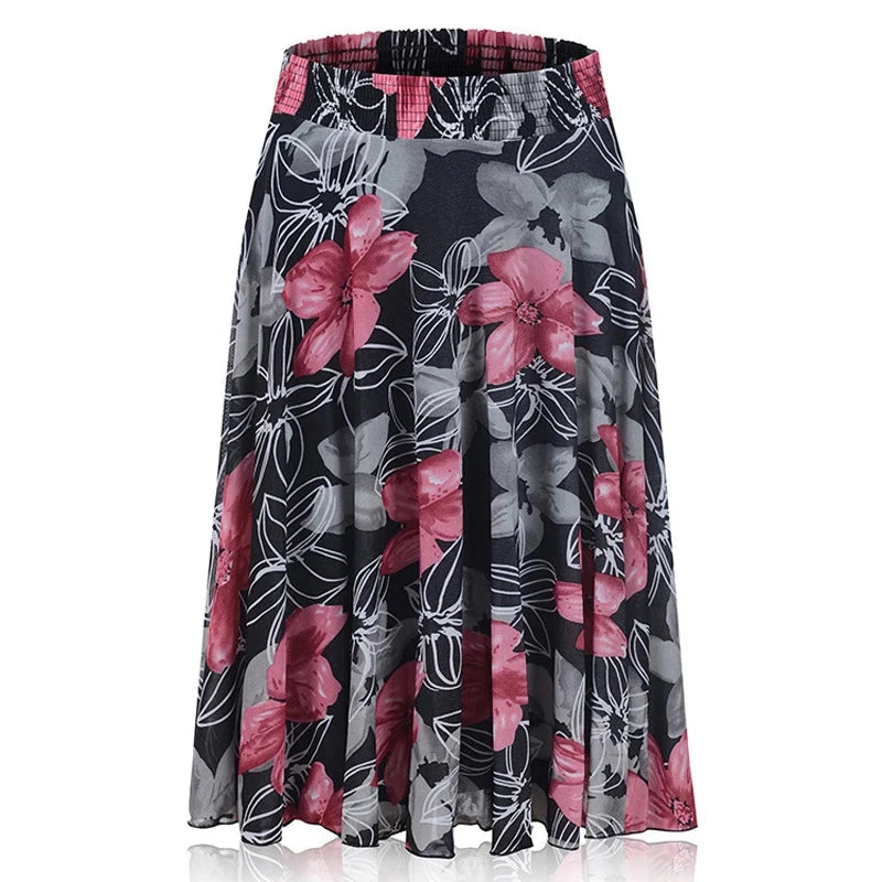 Half-length Skirt Elastic Waist Pleated