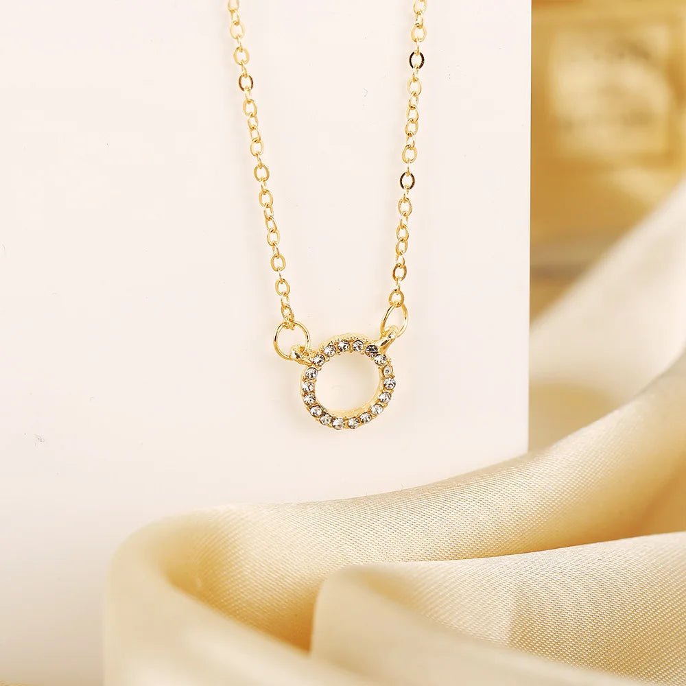 Elegant Jewelry Crystal Circle Pendant Necklace